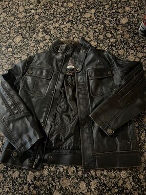Hawke & Co Brown Faux Leather Bomber Jacket for Kids